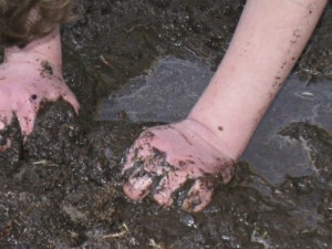 hands in mud